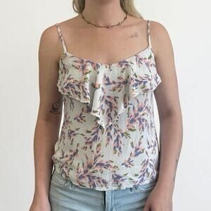 Kirra White Pastel Ruffle Front Tank Top